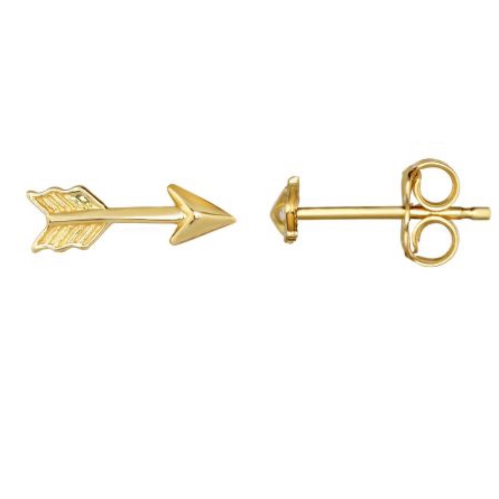 14K Yellow Gold Arrow Stud Earring